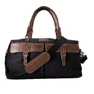 NWT Ariat Unisex Canvas/Leather Duffle with Crossbody Strap Black/Brown